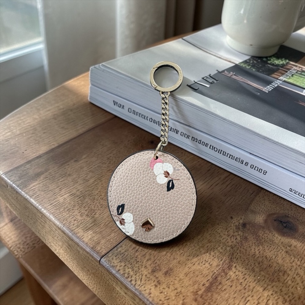 Kate Spade New York Round Floral Leather Key Chain Fob NWOT